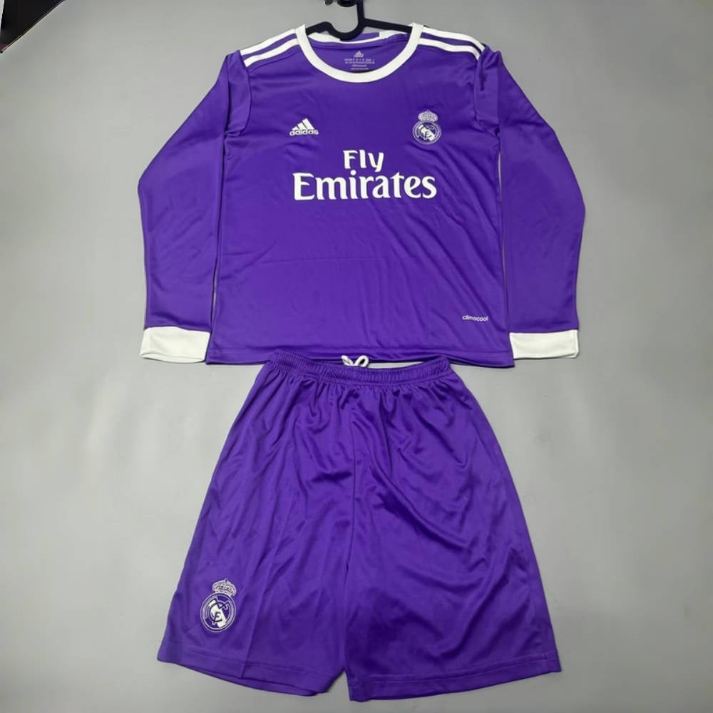 Equipación Real Madrid 2017 Talla Niño Visitante Manga Larga